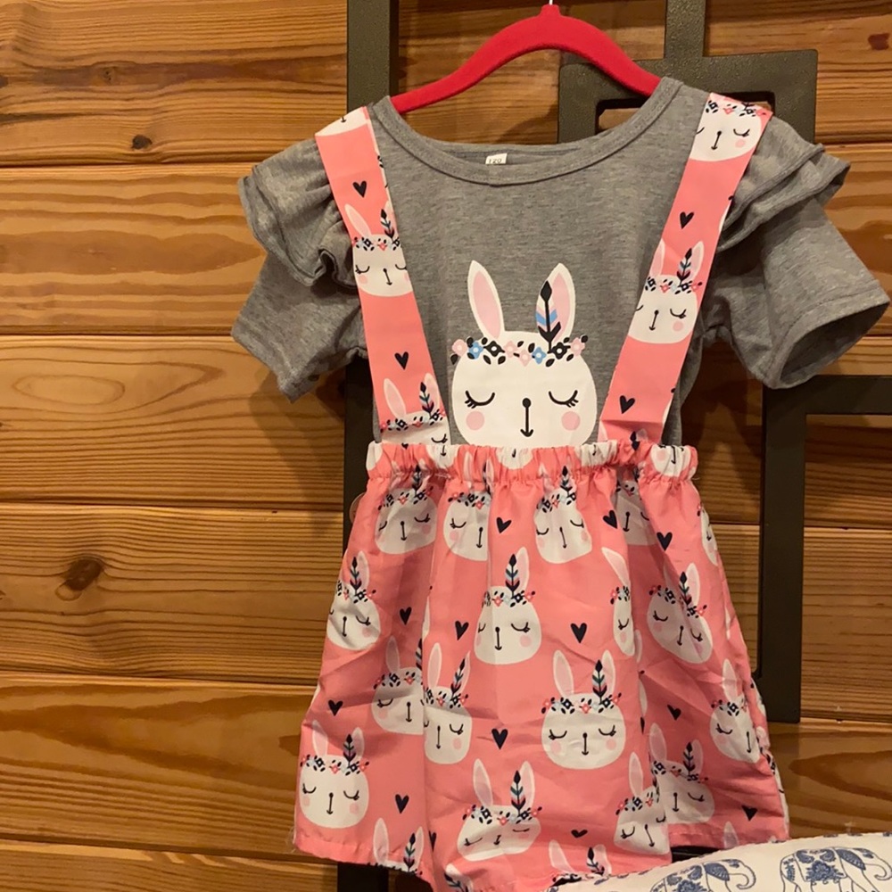 Easter/Spring Bunny Suspender Dress